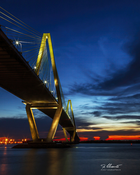 Cooper River Bridge at Sunset - Portrait by Jerry Clement