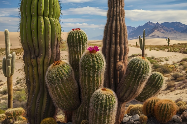 various cacti in their natural desert habitat 1.j by Florin Harsan Wall Art