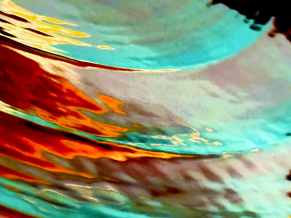 Turquoise Orange Waves Print