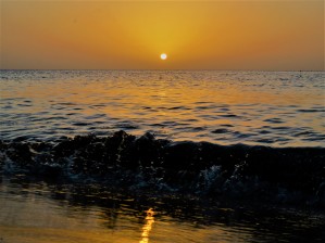 Waves, Dancing and Bouncing at Sunset.