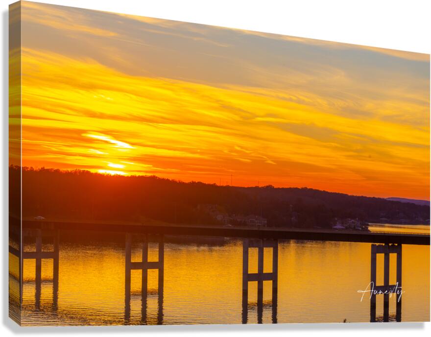 Sunset Over Bridge Canvas Print
