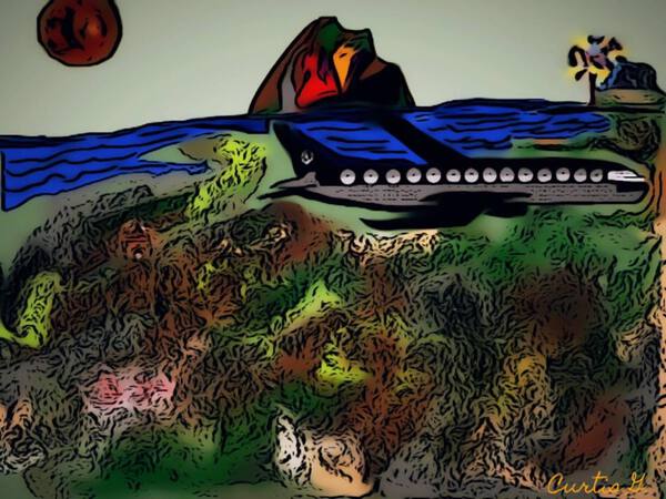 Traveling by Plane Print