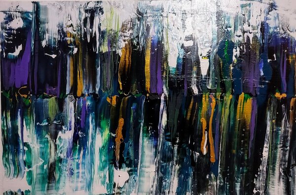 Abstract Modern Art Painting Print Mixed Media Collage Wall Art for Home Décor Unique Original Christmas Gift By Acclaimed Artist Kate Colson 1 by Kate Colson Studio