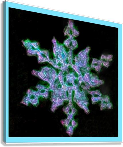 Snowflake  Turquoise Border  Canvas Print