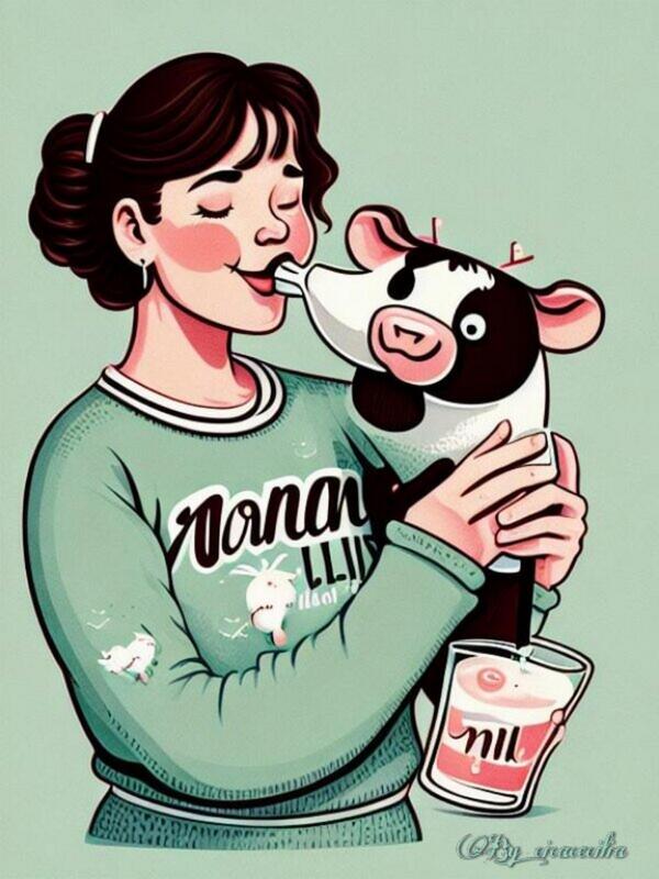Drinking milk straight from the source by cicacecilia