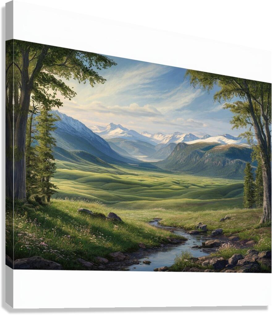 a stunning hyper realistic landscape mural featur Canvas Print