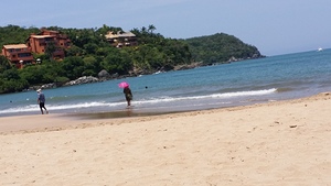 Pink umbrella alone at last