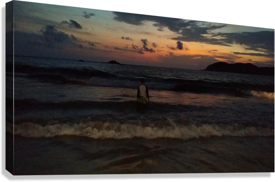 Nighttime ocean sillouette 2 Canvas Print