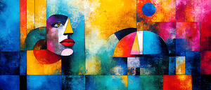 Vibrant Abstract Geometry Wide Wall Art Canvas