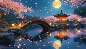 Moonlit Hanami – Lanterns of the Night