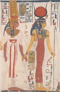 Queen Nefertari being led by Isis