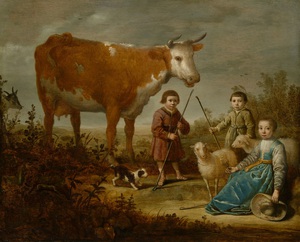 Children and a Cow        