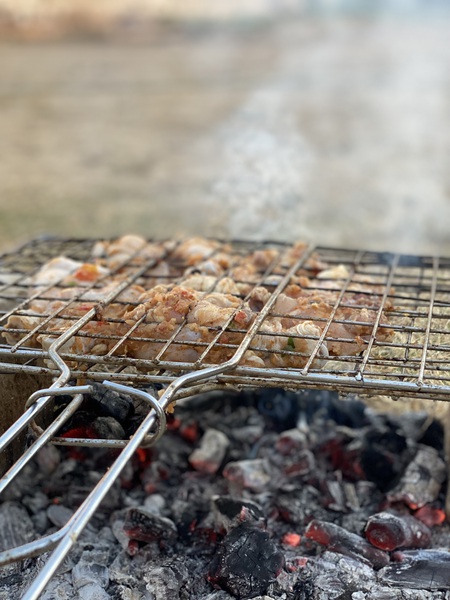 frying chicken on coal by HomeArt