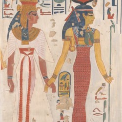 Queen Nefertari being led by Isis