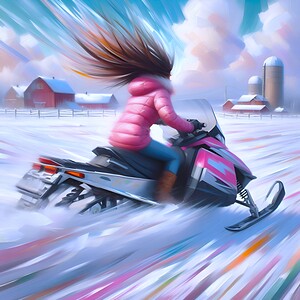 Vicky on Snowmobile