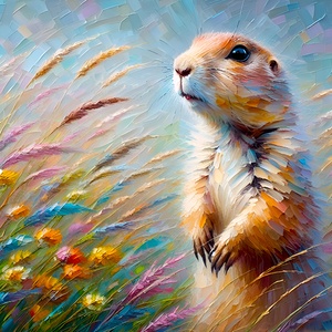 Prairie Dog with Wildflowers