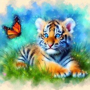 Tiger Cub and Butterfly