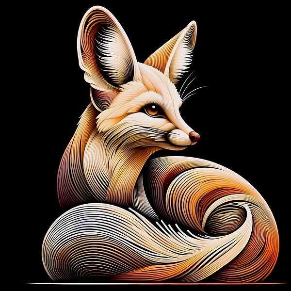 Fennec Fox line drawing Print
