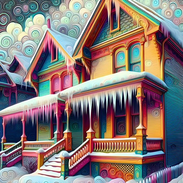 Gingerbread House in WInter Print
