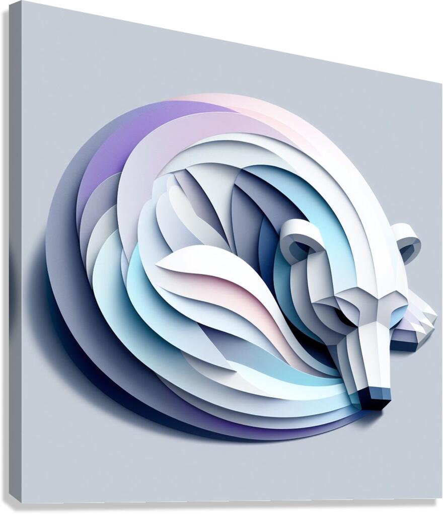 Sleeping Polar Bear Paper Art Canvas Print