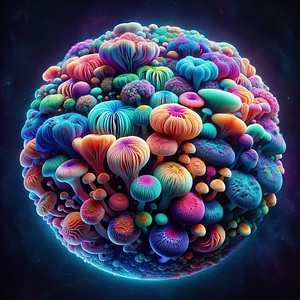 ai artist debra amerson abstract mushroom plant p