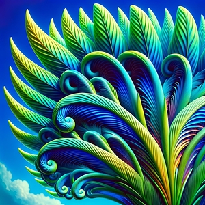 ai artist debra amerson abstract palm fronds plan