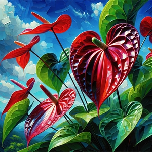 ai artist debra amerson red antherium plant artis