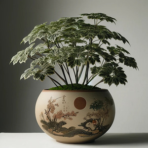 aralia japanese nature ceramic pot