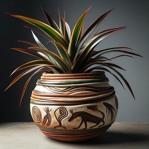 flax southwest motif ceramic pot