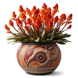 oz kangaroo plant aboriginal art pot