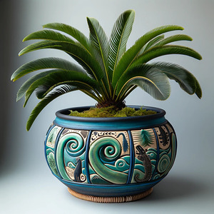 palm wave ceramic pot