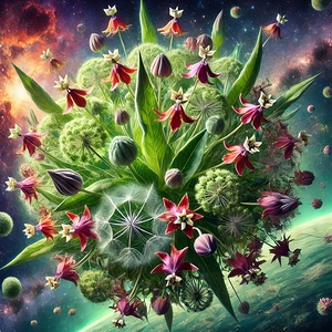 pink culumbine plant planet ai art Debra Amerson