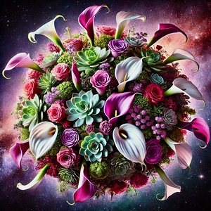 pink succulents calla lillies plant planet ai art