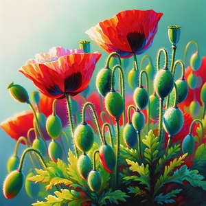 red greek poppies ai artist debra amerson copyrig