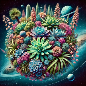 succulents palms plant planet ai art Debra Amerso