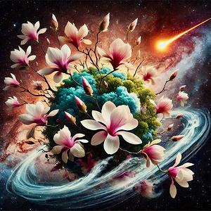 swirling magnolias plant planet ai art Debra Amer