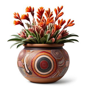 tiny dot aboriginal art ceramic pot