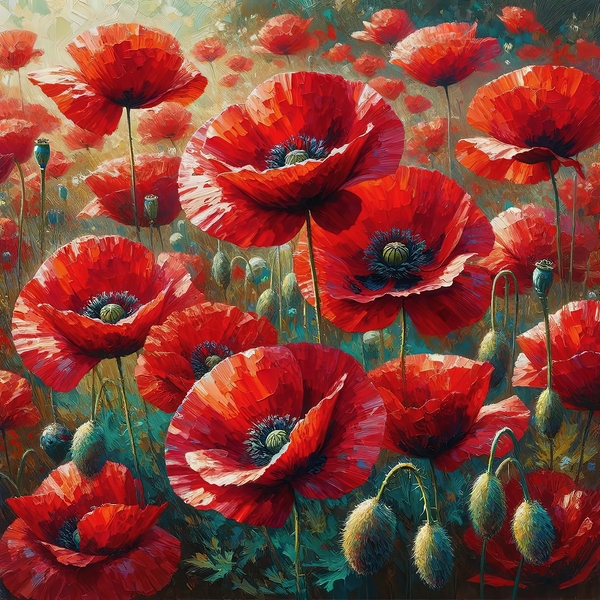 ai artist debra amerson orange oriental poppies p Print