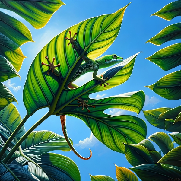 ai artist debra amerson philodendron gecko copyri Print