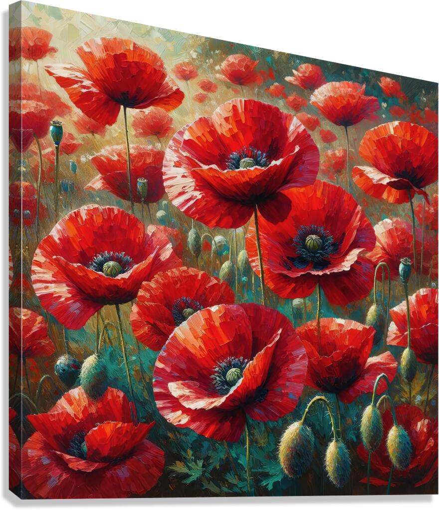 ai artist debra amerson orange oriental poppies p Canvas Print