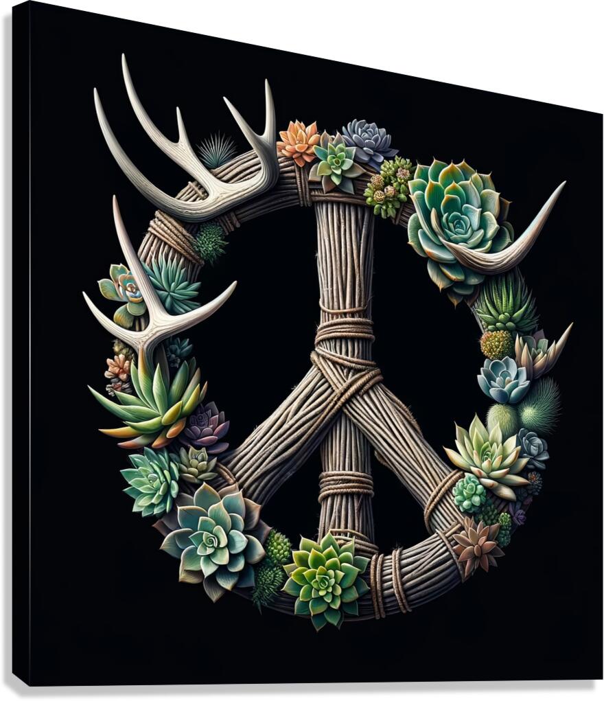 ai artist debra amerson peace sign floral art dee Canvas Print