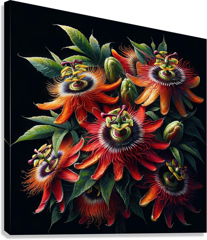 ai artist debra amerson plant artistry red orange Canvas Print