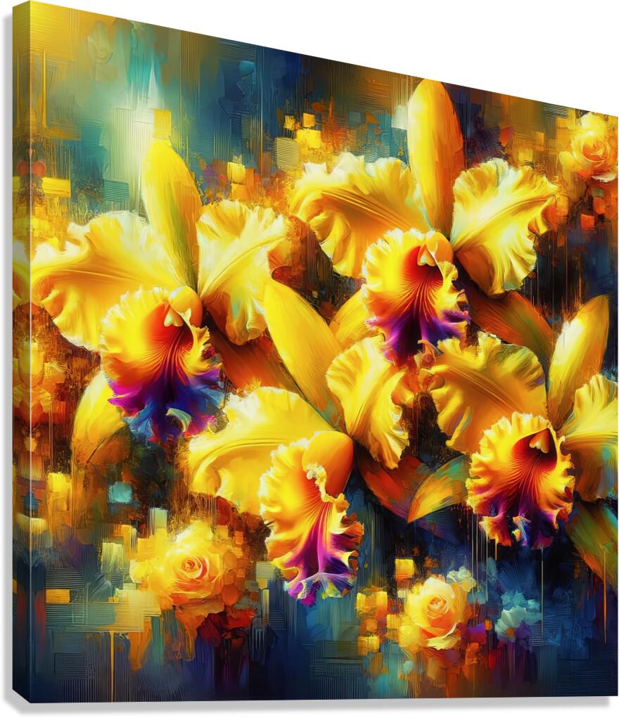 ai artist debra amerson yellow catlea orchids dee Canvas Print