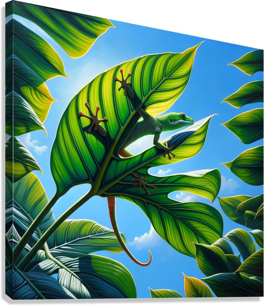 ai artist debra amerson philodendron gecko copyri Canvas Print