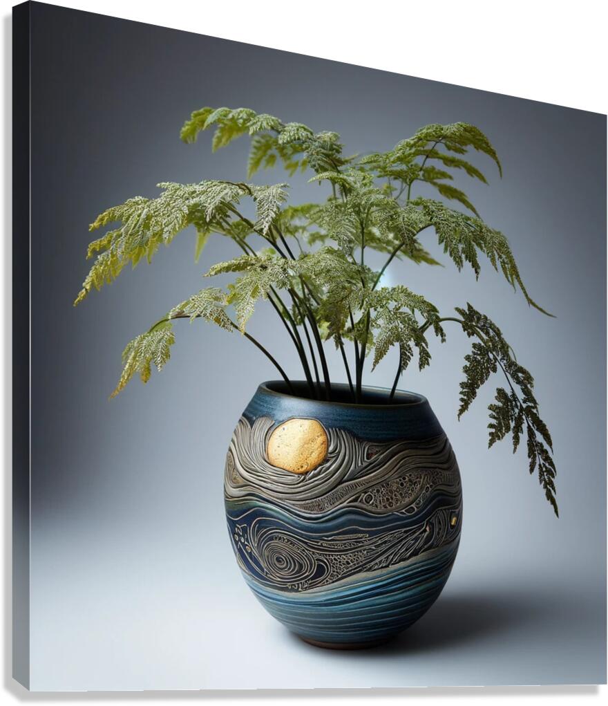 green fern artistic ceramic coil pot Canvas Print
