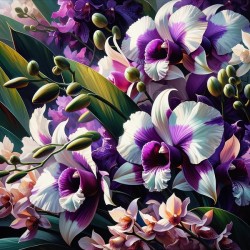 white purple catlea orchids ai artist debra amers