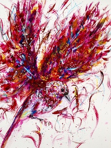 Bird in Flight - Red Blue Yellow Multicolor
