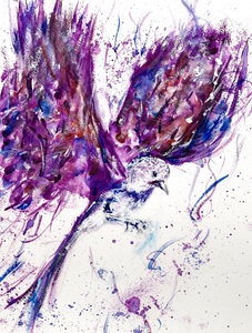 Bird in Flight Deep Purple & Blue