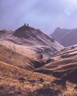 Gergeti in moring sunlight.