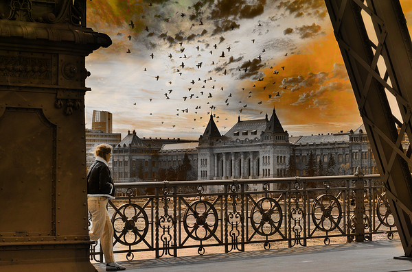 Woman On the Bridge Print